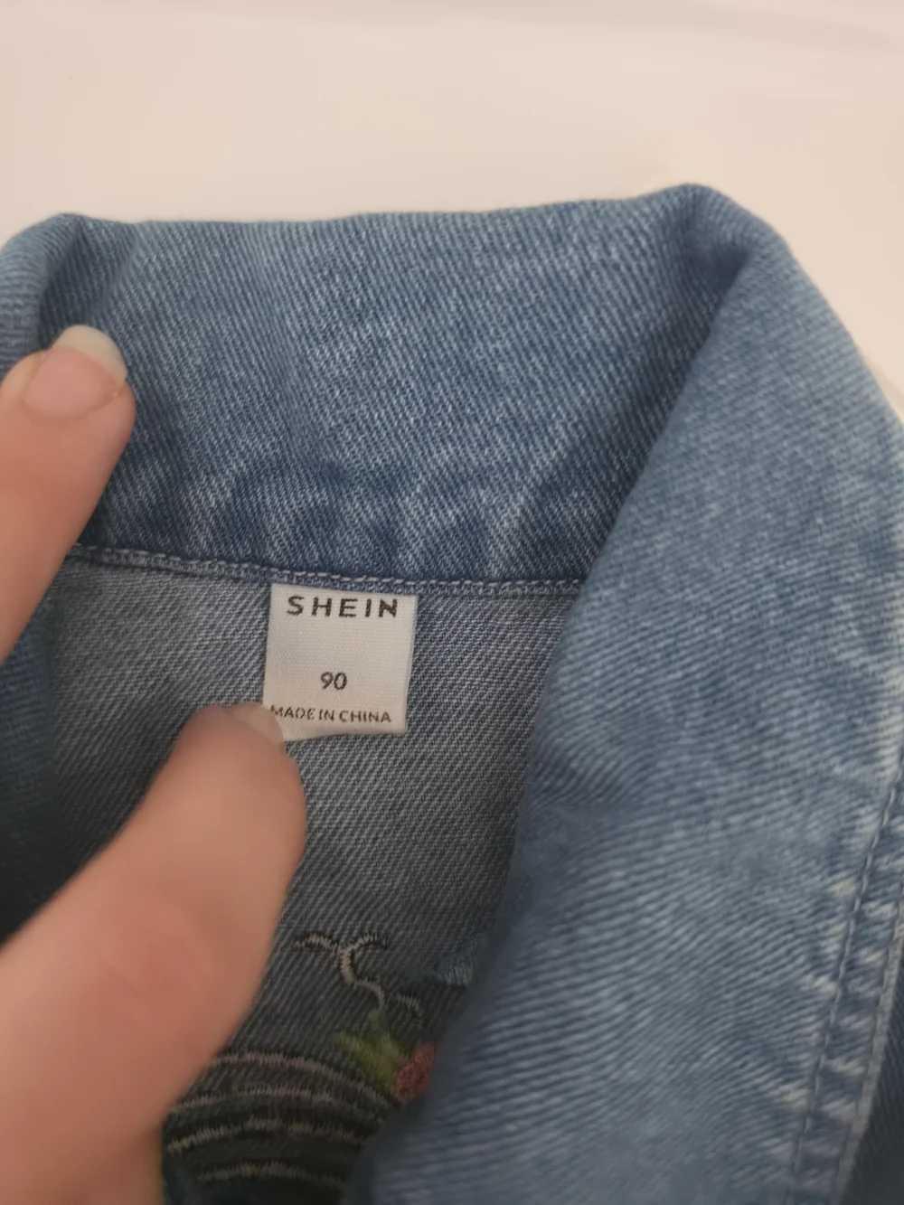 SHEIN Toddler Girls Embroidered Flower Denim Jacket Size 90 (1-2 Yrs) Jean Coat